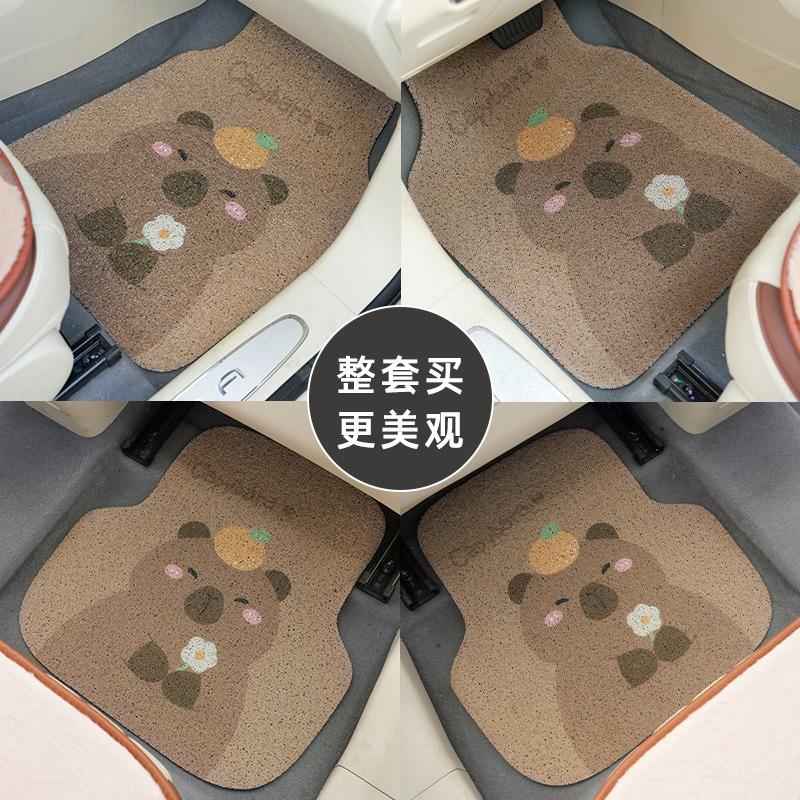 Capybara Cartoon Car Floor Mats Wear Resistant Washable Universal
