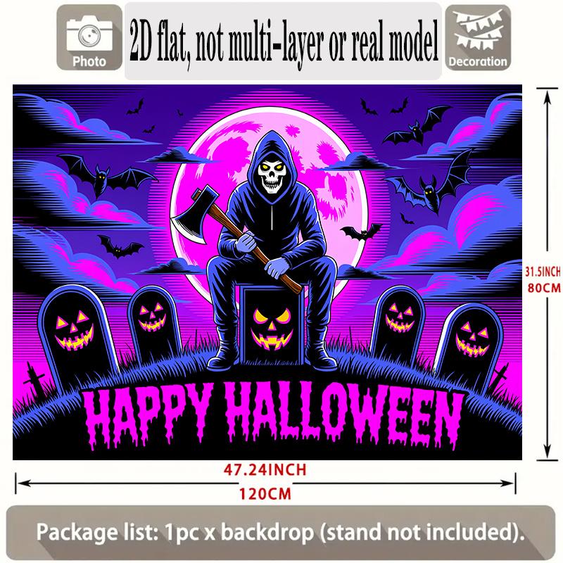 Party Backdrop Halloween Flat Banners Spooky Skeleton Pumpkin Celebrations Wedding Enthusiasts Celebration Photo Booth Front Door Decor