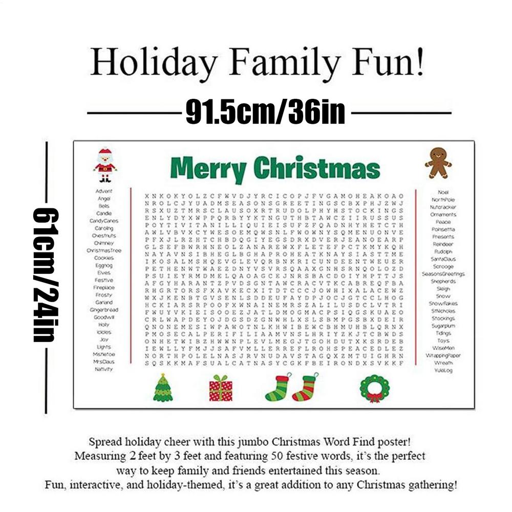 Giant Thanksgiving Word Search Poster 36"x24" Wall Game Giant Thanksgiving Poster For Christmas Word Scavenger Puzzle Decor