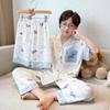 Kids Ice Silk Pajama Set Short Sleeve Cartoon Print Boys Sleepwear Ages 8