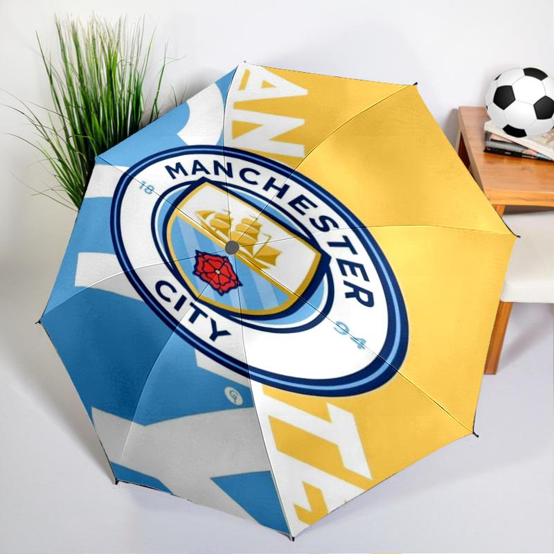 Автоматический зонт с принтом City Football Club, 8 спиц, для путешествий, кемпинга, повседневный зонт, незаменимый подарок для семьи и друзей