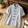 TUCANO Men's Chinese Style Short Sleeve Stand Collar Shirt