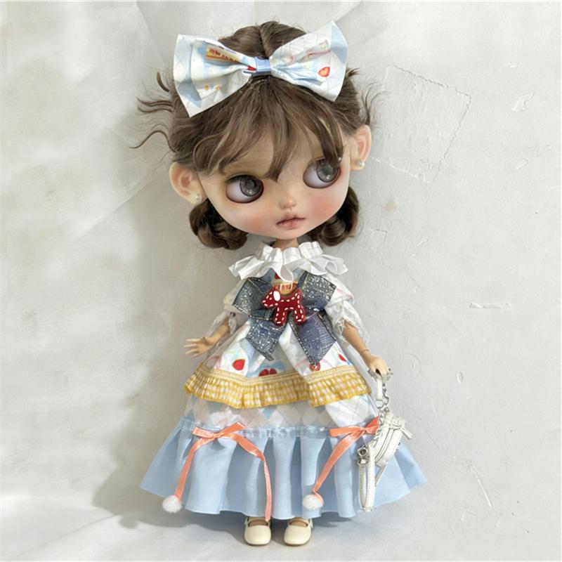 Для кук Blythe Платье Принцессы Кружевное Звездное Небо Одежда Мультяшная Разноцветная Юбка-Торт Одежда Ob24 Ob22 1/6 Аксессуары