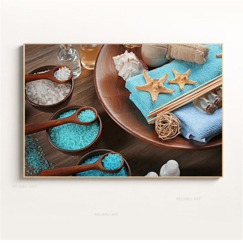 Настенное искусство, вода, спа, камни, дзен, холст, живопись, свечи, цветок орхидеи, постер, настенные панно для декора ванной комнаты, домашний декор, Cuadros