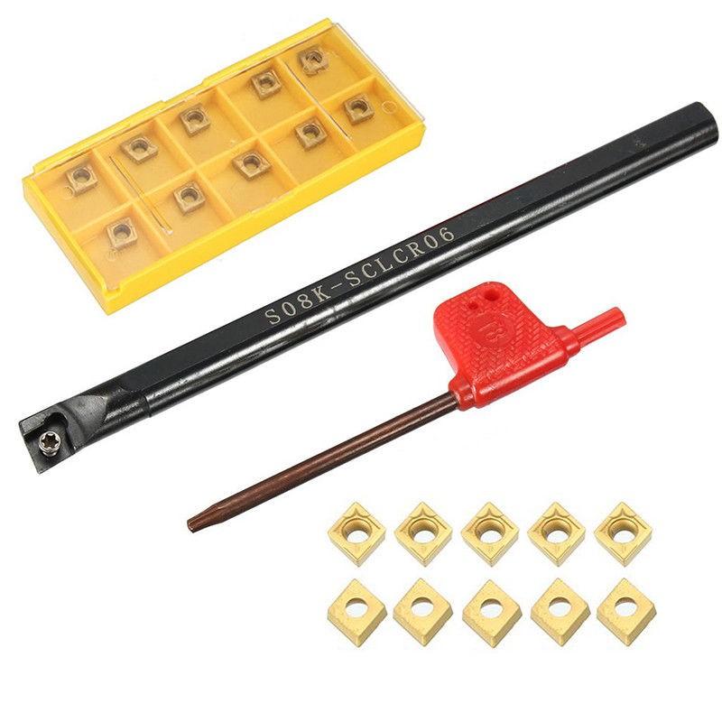 Токарные инструменты Стальной токарный расточной борштанга 8 мм S08K-SCLCR06 с 10 пластинами CCMT060204