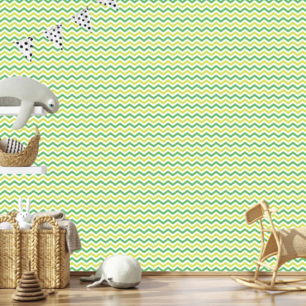 Zigzag Cream and Mint Wallpaper for Living Room and Bedroom 50x1000