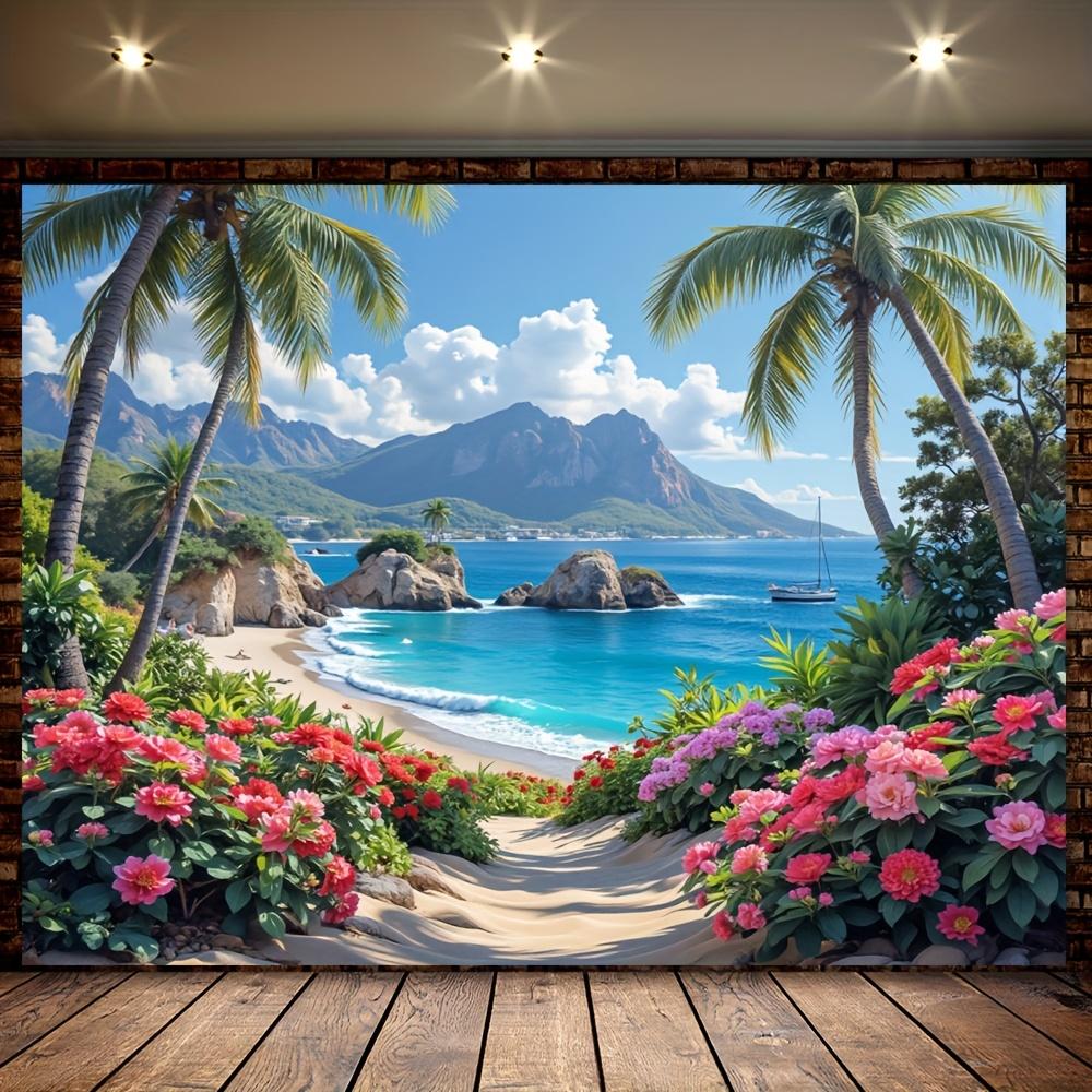 1pc sea-view polyester banner multi-purpose no electricity required for bedroom office living room and home decoration