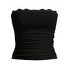 Fashion Casual Lace Strapless Women's Tank Tops Y2k Navel Exposed Sexy Crop Tanks Camis Solid Slim Fit Office Lady Summer Vest 24506