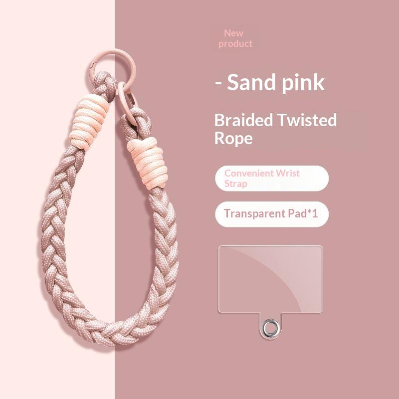Dopamine Four-Strand Braided Short Phone Lanyard Fashion Color Block Cable-Knit Wrist Strap Durable for Running Hanging Small Accessories