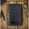 Handmade Wicca Leather Journal Black Pentagram Diary Cotton Paper For Poetry