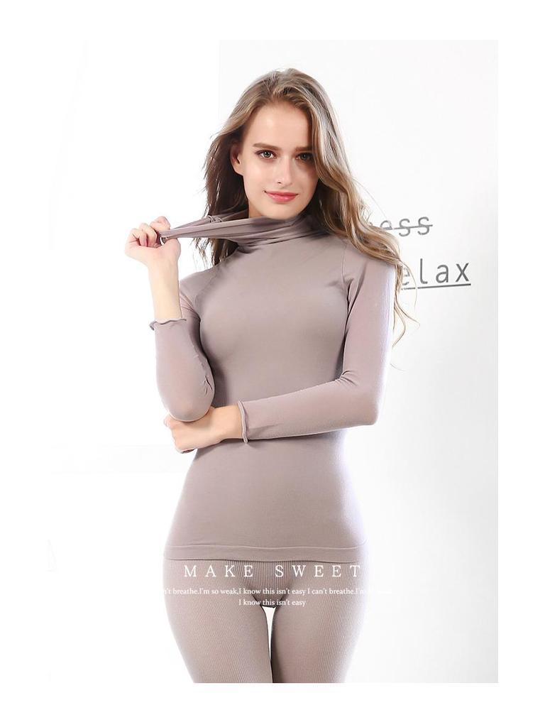 Женский термотоп из бамбукового волокна с высоким воротником и длинными рукавами