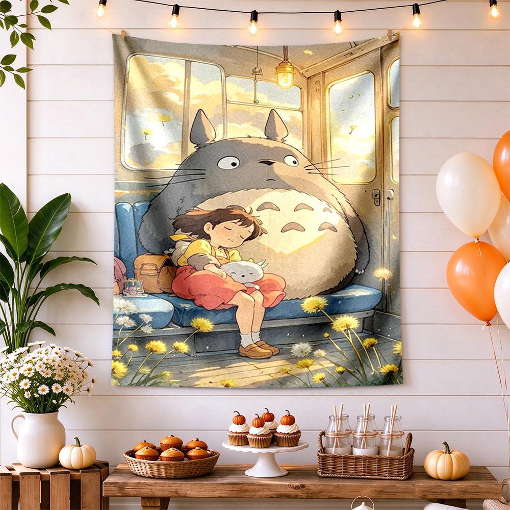 Neighbor Totoro Vintage Tapestry Nordic Minimal Designed for Bedroom Living Room Balcony All Season Gallery Wall Gift for Friends & Family
