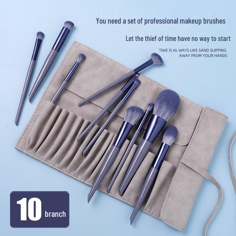 Набор кистей для макияжа Cangzhou «Фиолетовый кролик», 10 штук: Кисти для пудры, консилера, хайлайтера, подводки и теней