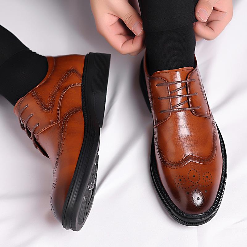 Мода Новые Мягкие Удобные Барокко Бренд Резные Оксфорды Нескользящая Плоская Подошва Заостренный Носок Мужские Офисные Деловые Качественные Оксфорды