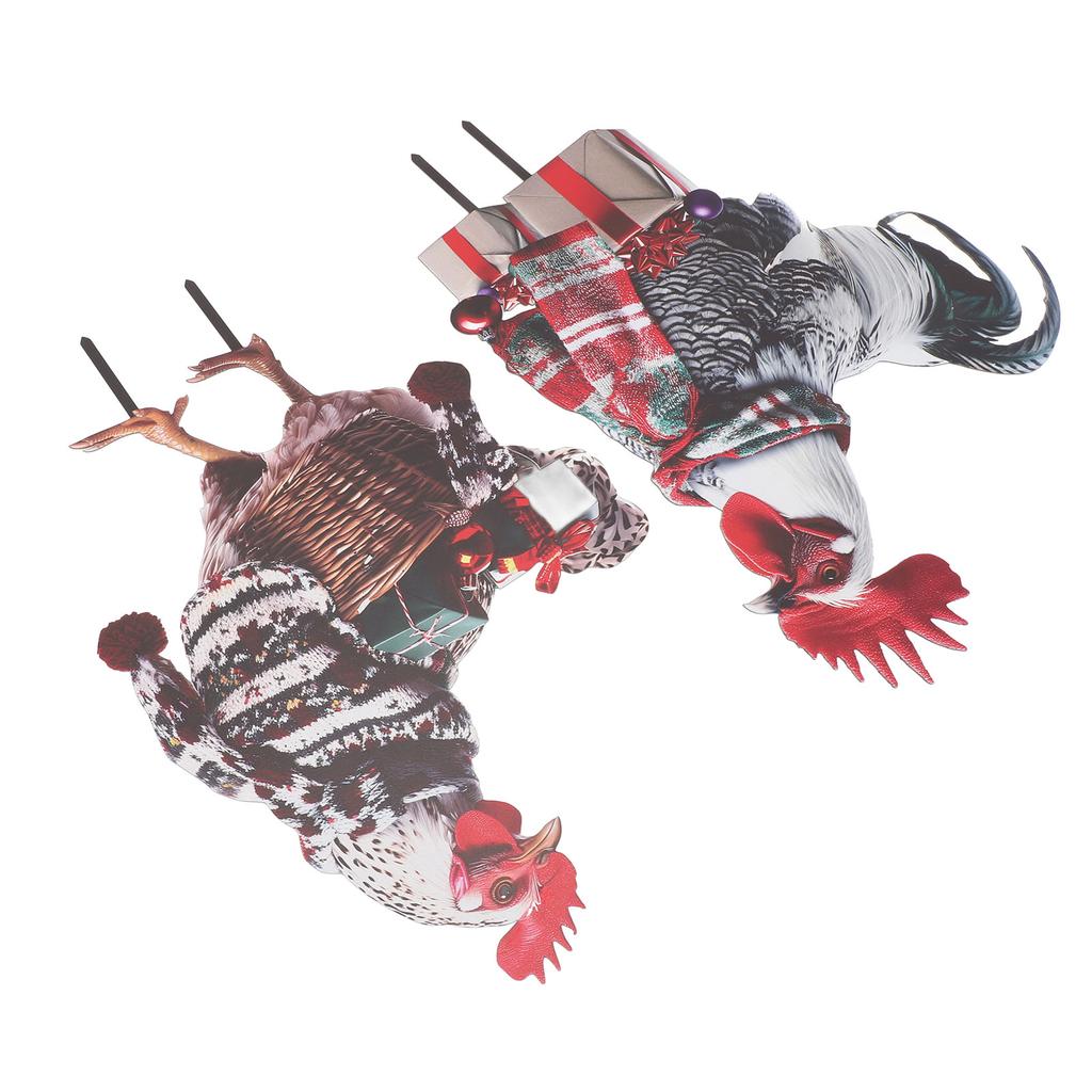 Metal Rooster Statue Ground Stake Iron Art Chicken Ornament for Outdoor Garden Courtyard Lawn