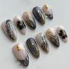 24pcs White Flower Fake Nail Tips Yellow Pink Blush False Nails Wearable Full Cover European Almond Shaped Press on Nails