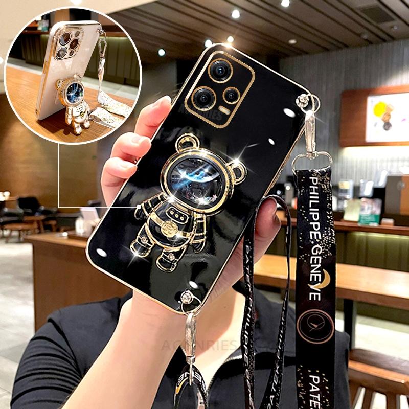 Чехол-подставка Note12 Crossbody Lanyard для Xiaomi Redmi Note 12 Pro Plus 12pro 5g 12s 4g 11s 11 Astronaut Silicone Stand Cover