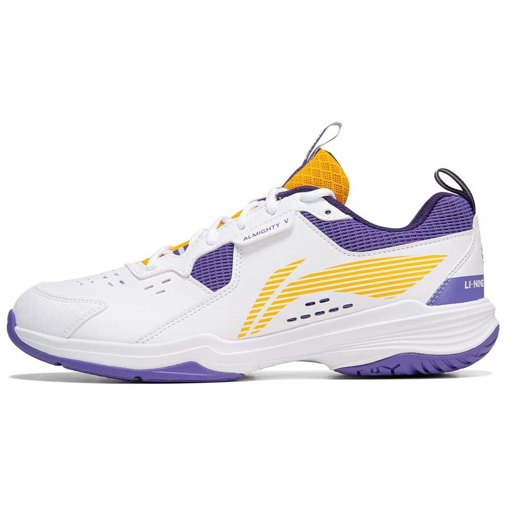 Li Ning Ace V Коллекция Амортизация Скольжение Устойчивость к истиранию Низкие Бадминтонные Кроссовки Унисекс Белый Фиолетовый AYTT001-4