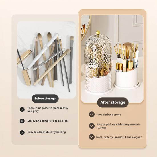 Держатель зубной щетки с крышкой, органайзер для хранения косметики, пылезащитный вращающийся на 360 градусов держатель для зубной щетки и кистей для макияжа