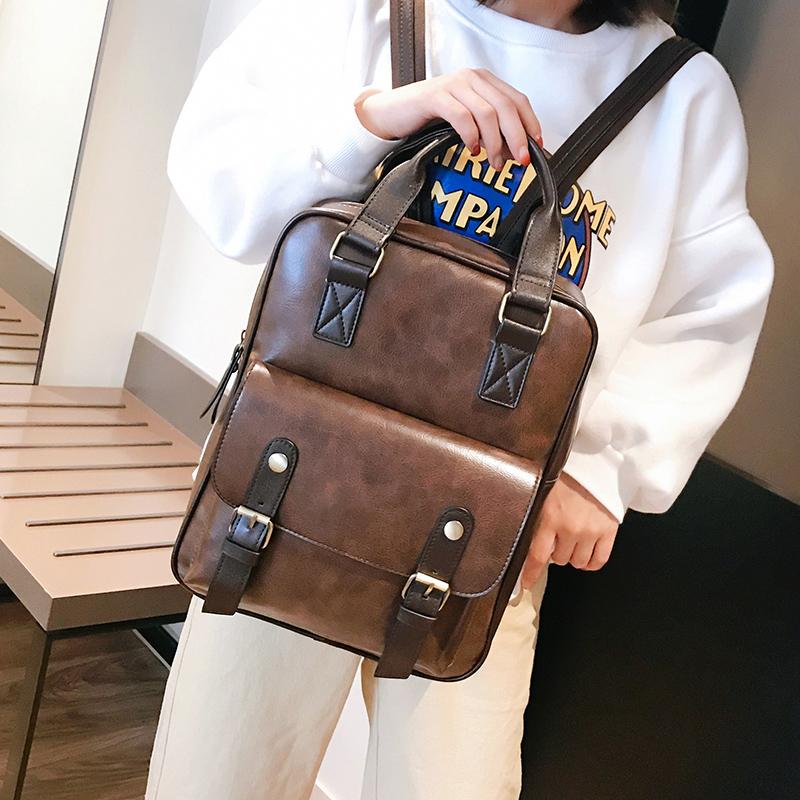 Женские противоугонные рюкзаки, студенческие коричневые школьные сумки для девочек-подростков, водонепроницаемый винтажный кожаный рюкзак для ноутбука, большой дорожный рюкзак