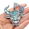 1Pc, Green Natural Abalone Shell Pendant, Vintage Bullhead and Sheep Head Charms for DIY Women Men Necklace Keychain Hanging Decoration Accessories