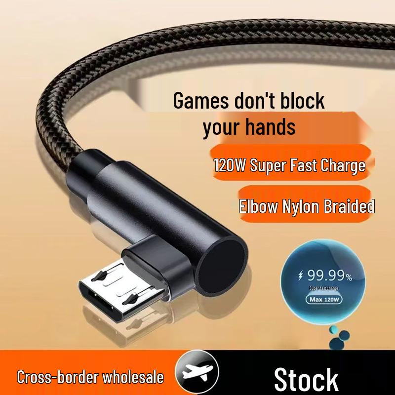 120 Вт Быстрая зарядка Угловой Micro USB кабель для Huawei, Vivo, Oppo, Meizu, Android 6A