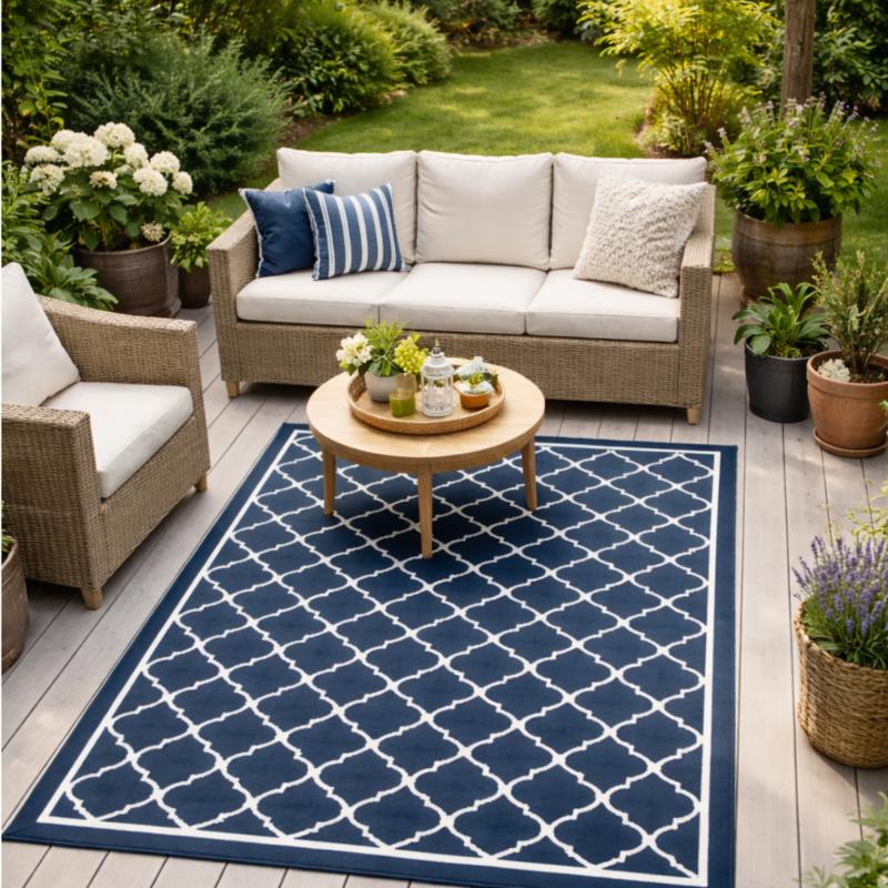 Waterproof Outdoor Terrace Carpet 120X180 Navy Blue [Carpet17]