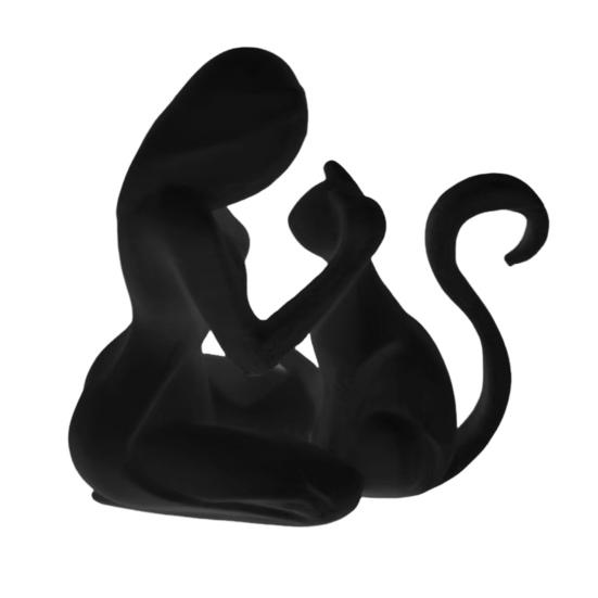 Абстрактная Женская Фигурка Кошки Напечатанная на 3D Принтере Статуэтка Женского Котенка Скульптура Украшение для Дома Офиса Настольное