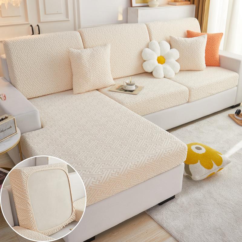 Плюшевый чехол на сиденье дивана для гостиной, бархатная подушка, эластичный угловой диван, 1/2/3/4-местный комплект однотонных чехлов