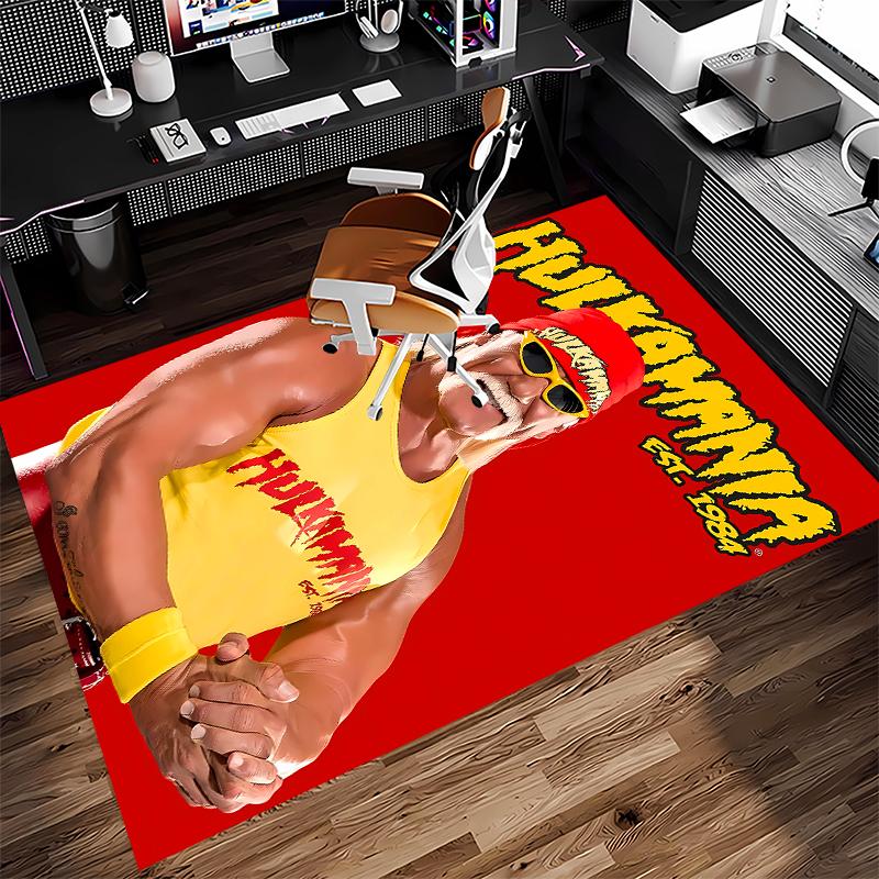 1pc Hulk Hogan1 Print Area Rug - Soft, Washable Non-Slip Indoor Mat for Office Chairs, Living Room, Home Office Decorative Rug