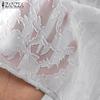 ZANZEA Women Elegant High Neck Lantern Long Sleeve Transparent Lace Blouses