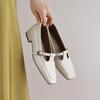 Soft leather version Xiaoxiangfeng shallow mouth single shoes women's 2025 spring new Mary Jane square head low heel with skirt small leather shoes