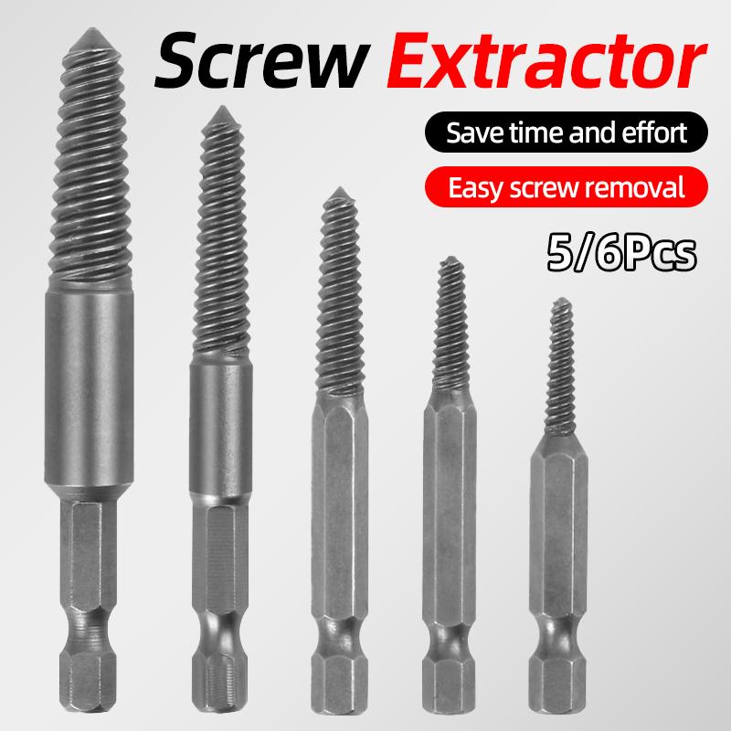 5 шт., экстрактор для винтов, центральные сверла, набор направляющих, съемник сломанных поврежденных болтов, шестигранный ручной инструмент, набор шпилек для снятия поврежденных гайок, болтов