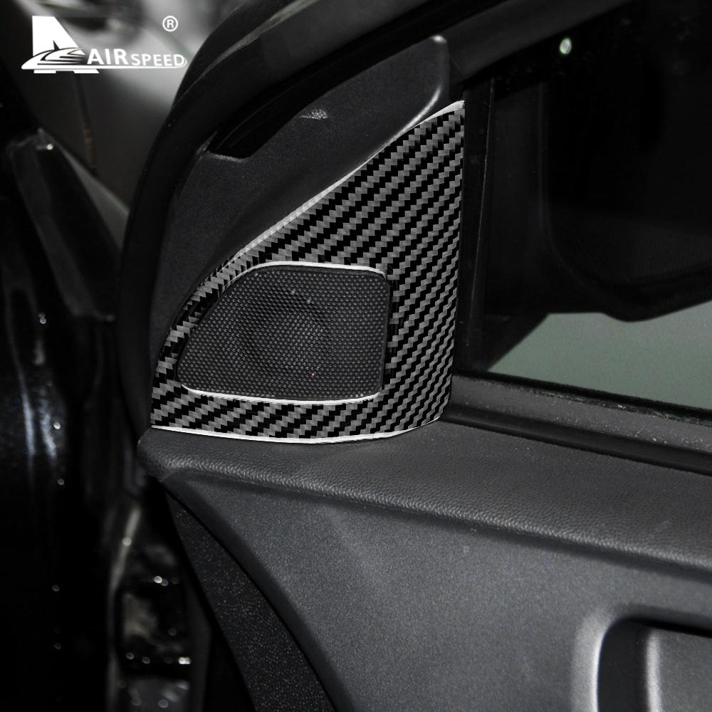 Для Mitsubishi Lancer 2008 2009 2010 2011 2012 2013 2014 2015 Настоящий Мягкий Карбон Отделка Салона Наклейка на Динамик Боковой Двери Автомобиля