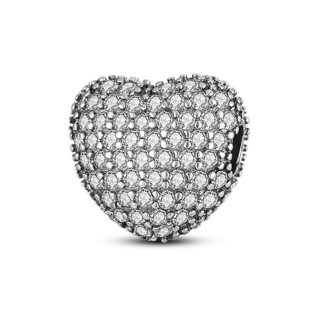Розовый Disy Pave Сердце Клип Подвески 925 Серебряный Пробка Шарик Подходит Модный Оригинальный Браслет-Цепочка DIY Изготовление Ювелирных Изделий