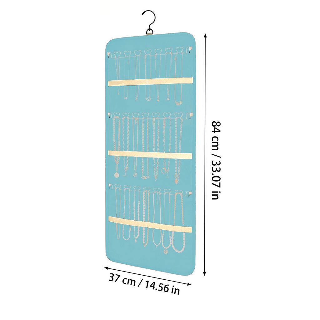 1 Pcs Hanging Jewelry Organizer Storage Roll With Hanger Metal Hooks Double-Sided Jewelry Holder For Earrings Necklaces Rings