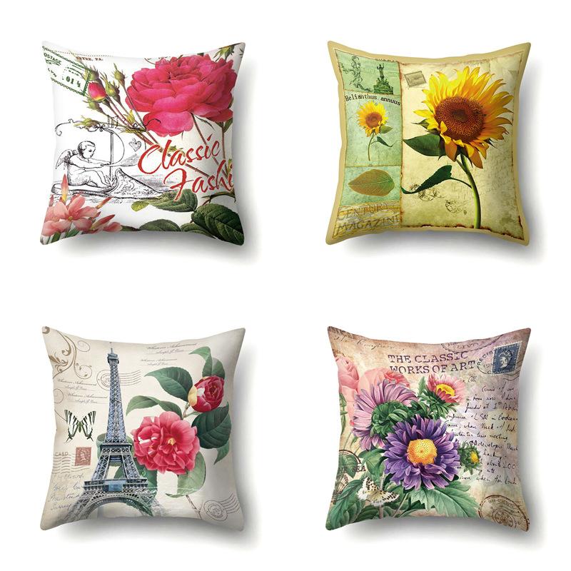Полиэстеровая наволочка Автомобильная декорация Наволочка с ретро-принтом Чехол для поясничной подушки Чехол для подушки-башни Прикроватный чехол для подушки