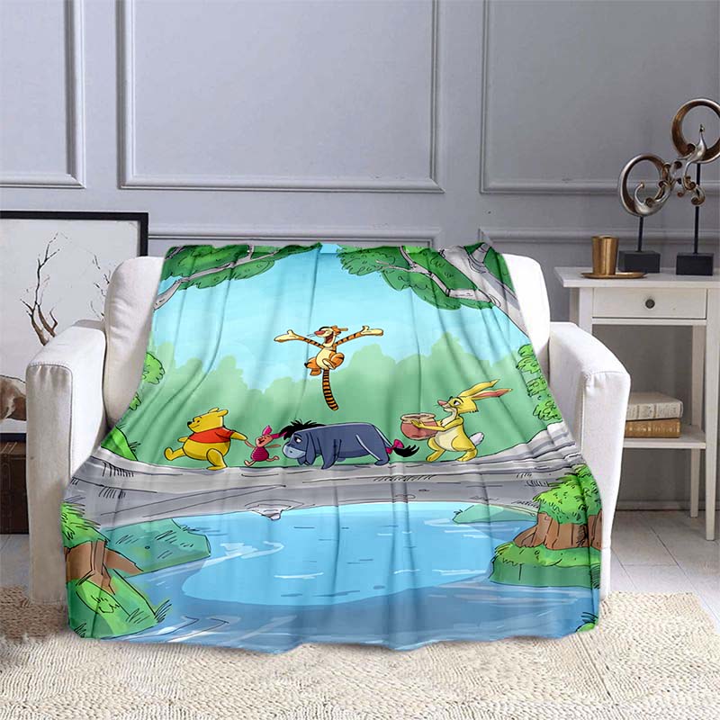 1PC Disney Winnie The Pooh Pattern Blanket Warm Soft Fluffy Kids and Adult Sofa Bed Throw Blanket Outdoor Travel Camping RV
