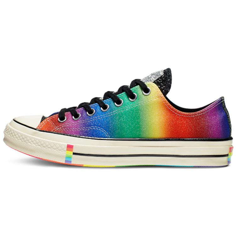Converse Chuck 70 Low 'Pride Shimmering Rainbow' (Unisex) Black / Egret / Multi Canvas Shoes 165714C