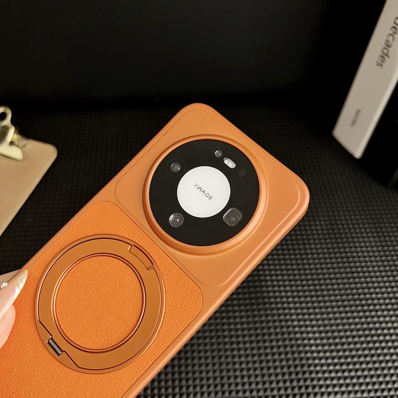 Для Huawei Mate 60 70 80 Pro Max Air Чехол Кожа с текстурой личи Сильное притяжение Металлическая подставка Поворотный на 360° Чехол с покрытием