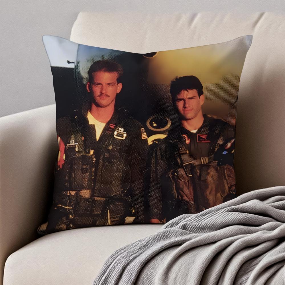 Action Adventure Movie TTop Gun Cushion Cover Pillowcase Antidustmite Invisible Zipper Short Plush Sofa Cushion