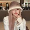 Plush Rabbit Fur Bucket Hat Women's Autumn and Winter Gradual Change Color Fashion Versatile Show Small Face Warm Ear Protector