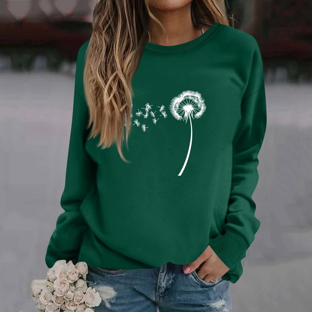 Женская модная повседневная толстовка с длинным рукавом и круглым вырезом с принтом