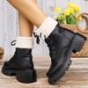 Модные зимние ботинки больших размеров для женщин на зиму 2024 года, новые теплые женские ботинки с толстой подошвой из плюша и нескользящие ботинки