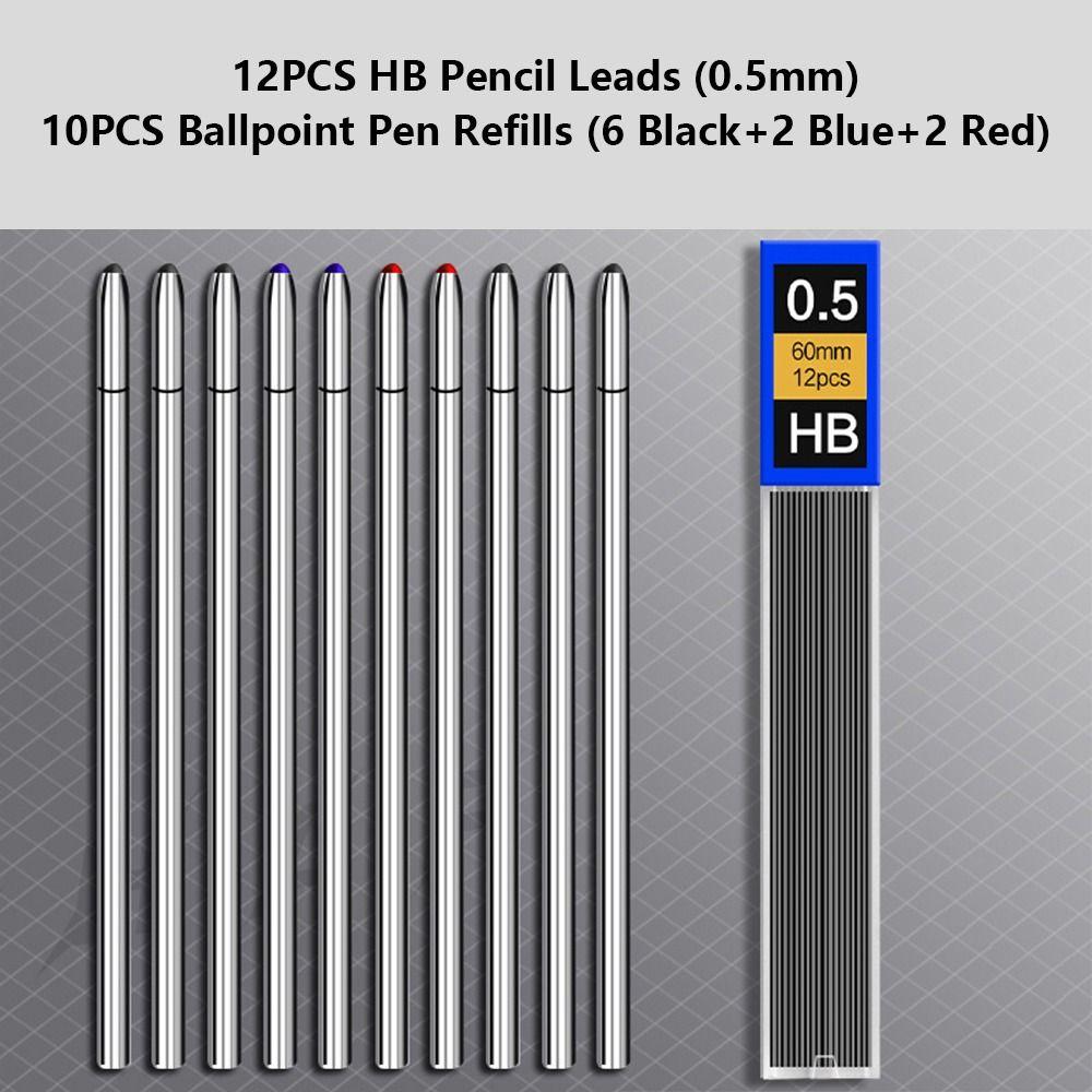 4 в 1 многофункциональная металлическая ручка с датчиком гравитации для студентов, 3 цвета, шариковая ручка, механический карандаш, набор гелевых ручек, ручка для подписи