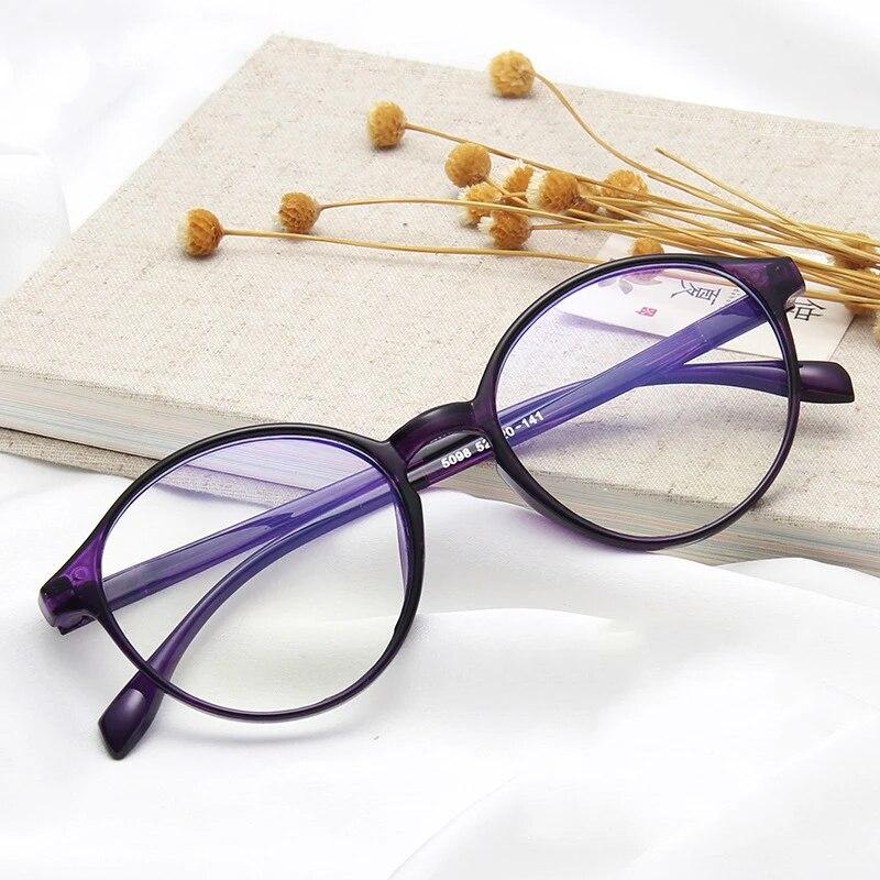 Round Frame Anti Blue Glasses Plain Glasses Lens Art Original Home Anti Blue Light Glasses Students Frame Glasses