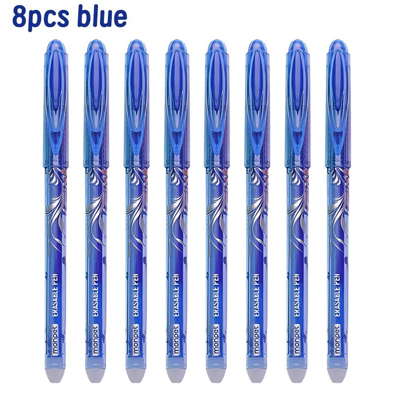 8 Pcs 0.5mm Erasable Pen Refill Set 8 Color Ink Gel Pen Rod Washable Handle School&Office Writing Stationery Gel Ink Pen