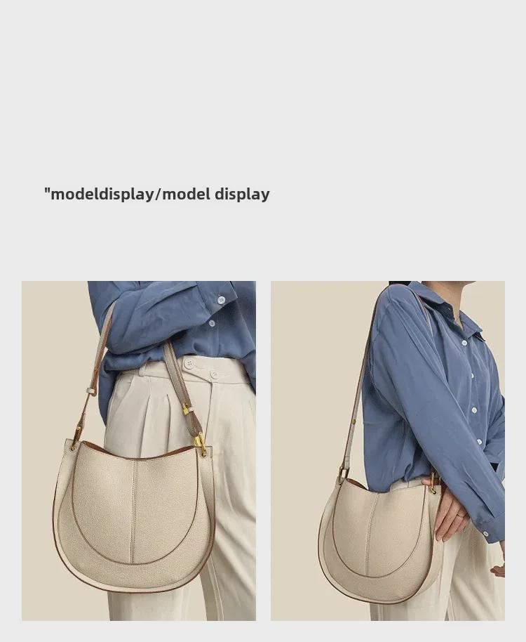 Весна 2025 года, роскошная женская сумка-седло из мягкой кожи — модная, вместительная, через плечо и через плечо