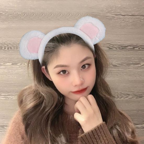 Девушка Медвежьи Уши Декор Головная Повязка Мультфильм Плюшевый Обруч Для Волос Макияж Умывание Лицо Хэллоуин Косплей