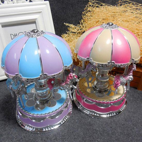 Карусель мультфильм лошади светодиодная музыкальная шкатулка подарок на день рождения орнамент украшение игрушка